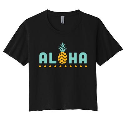 Aloha Pineapple Hawaiian Women's Crop Top Tee