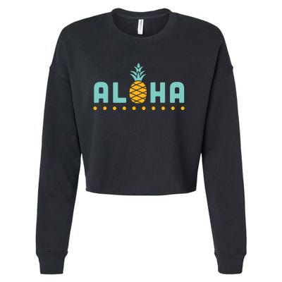 Aloha Pineapple Hawaiian Cropped Pullover Crew