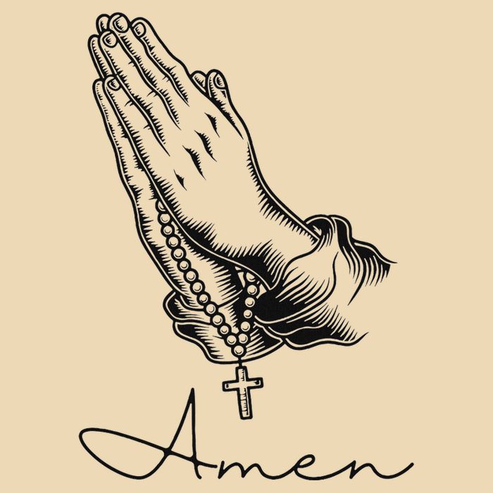 Amen Praying Hands Rosary Beads Drawstring Bag