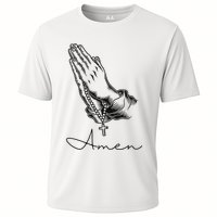 Amen Praying Hands Rosary Beads Cooling Performance Crew T-Shirt