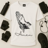 Amen Praying Hands Rosary Beads Cooling Performance Crew T-Shirt