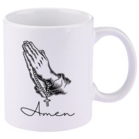 Amen Praying Hands Rosary Beads 11oz C Handle Ceramic Mug