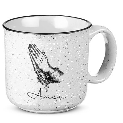 Amen Praying Hands Rosary Beads 15oz Campfire Ceramic Mug