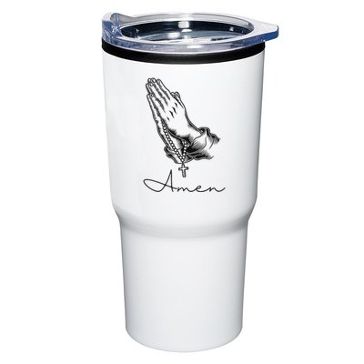 Amen Praying Hands Rosary Beads Tumbler