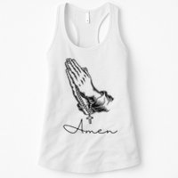 Amen Praying Hands Rosary Beads Womens Tank Top