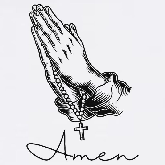 Amen Praying Hands Rosary Beads Womens Tank Top