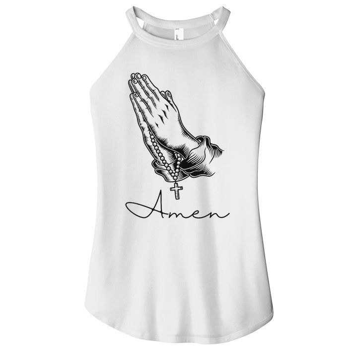 Amen Praying Hands Rosary Beads Women's Perfect Tri Rocker Tank