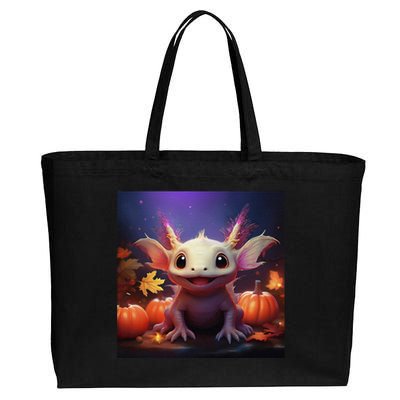 Axolotl Pumpkin – Halloween Thanksgiving Fall Harvest Cotton Canvas Jumbo Tote