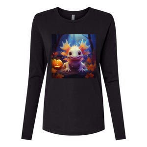 Axolotl Pumpkin – Halloween Thanksgiving Fall Harvest Womens Cotton Relaxed Long Sleeve T-Shirt