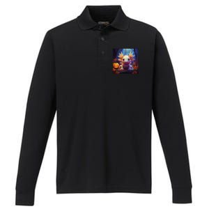 Axolotl Pumpkin – Halloween Thanksgiving Fall Harvest Performance Long Sleeve Polo