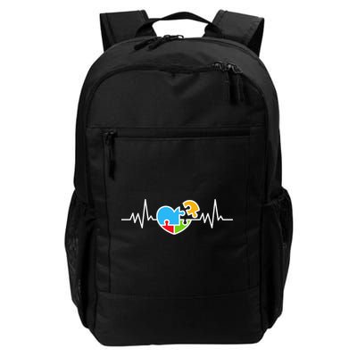 Autism Puzzle Heartbeat Graphic Support For Awareness Daily Commute Backpack