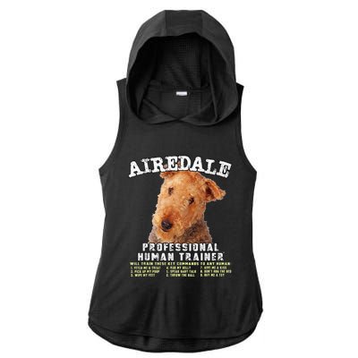 Airedale Professional Human Trainer Cute Dog Ladies PosiCharge Tri-Blend Wicking Draft Hoodie Tank