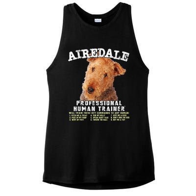 Airedale Professional Human Trainer Cute Dog Ladies PosiCharge Tri-Blend Wicking Tank