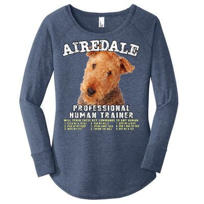 Airedale Professional Human Trainer Cute Dog Women's Perfect Tri Tunic Long Sleeve Shirt