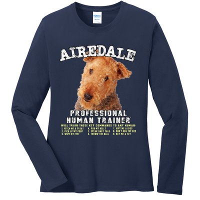 Airedale Professional Human Trainer Cute Dog Ladies Long Sleeve Shirt