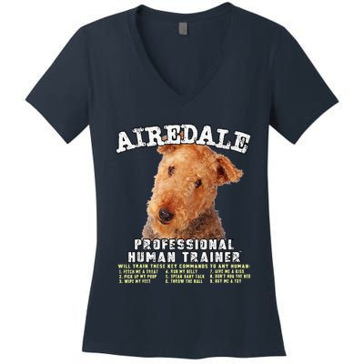 Airedale Professional Human Trainer Cute Dog Women's V-Neck T-Shirt