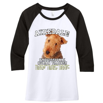 Airedale Professional Human Trainer Cute Dog Women's Tri-Blend 3/4-Sleeve Raglan Shirt