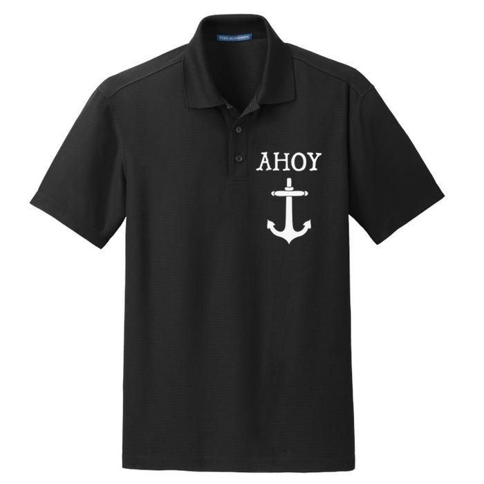 Ahoy Pirate Humor Anchor Ship Ocean Beach Sea Dry Zone Grid Polo