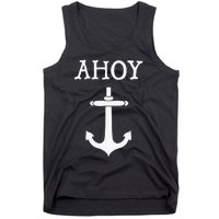 Ahoy Pirate Humor Anchor Ship Ocean Beach Sea Tank Top