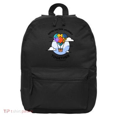 Autism Puzzle Heart Journey Together Autism Awareness Gift 16 in Basic Backpack