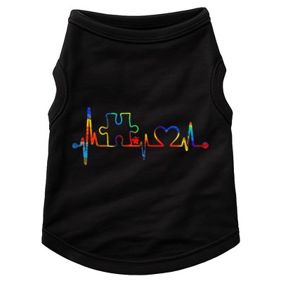Autism Puzzle Heartbeat Heart Autism Awareness Colorful Mom Doggie Tank
