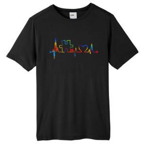 Autism Puzzle Heartbeat Heart Autism Awareness Colorful Mom Tall Fusion ChromaSoft Performance T-Shirt