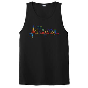 Autism Puzzle Heartbeat Heart Autism Awareness Colorful Mom PosiCharge Competitor Tank