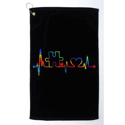Autism Puzzle Heartbeat Heart Autism Awareness Colorful Mom Golf Towel