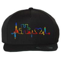 Autism Puzzle Heartbeat Heart Autism Awareness Colorful Mom Wool Snapback Cap