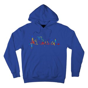 Autism Puzzle Heartbeat Heart Autism Awareness Colorful Mom Hoodie