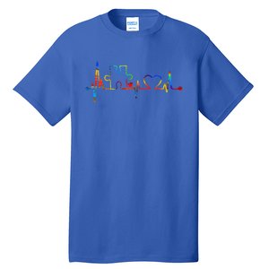 Autism Puzzle Heartbeat Heart Autism Awareness Colorful Mom Tall T-Shirt