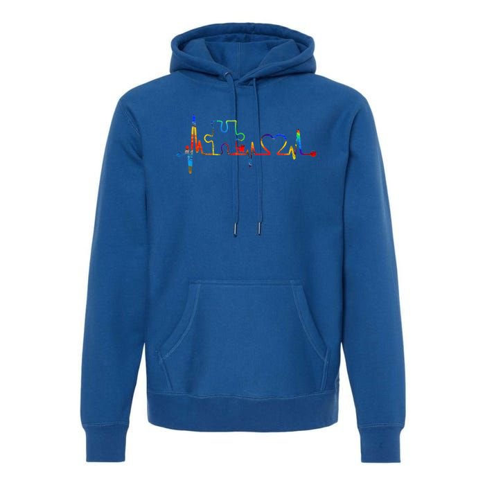 Autism Puzzle Heartbeat Heart Autism Awareness Colorful Mom Premium Hoodie