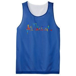 Autism Puzzle Heartbeat Heart Autism Awareness Colorful Mom Mesh Reversible Basketball Jersey Tank