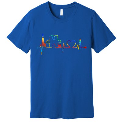 Autism Puzzle Heartbeat Heart Autism Awareness Colorful Mom Premium T-Shirt