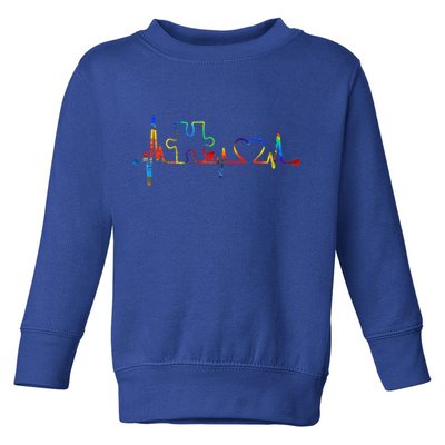 Autism Puzzle Heartbeat Heart Autism Awareness Colorful Mom Toddler Sweatshirt