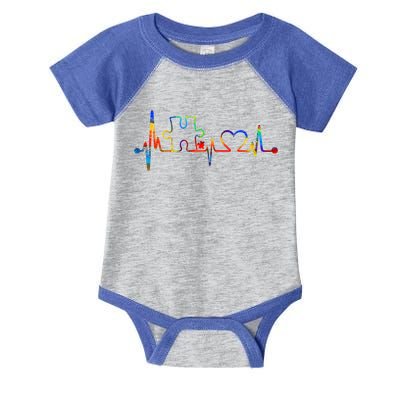 Autism Puzzle Heartbeat Heart Autism Awareness Colorful Mom Infant Baby Jersey Bodysuit