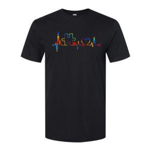 Autism Puzzle Heartbeat Heart Autism Awareness Colorful Mom Softstyle CVC T-Shirt