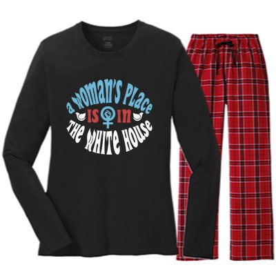 A Place Is In The White House Women's Long Sleeve Flannel Pajama Set 