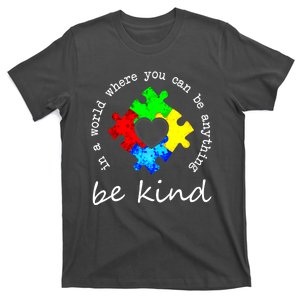 Autism Puzzles In A World Where You Can Be Anything Be Kind Gift T-Shirt