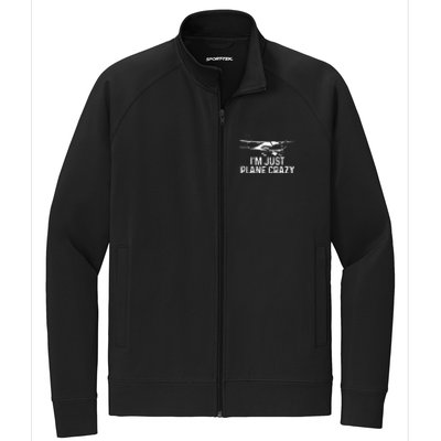 Airplane Pilot IM Just Plane Crazy Funny Aviation Pilot Stretch Full-Zip Cadet Jacket