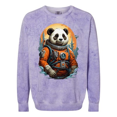 Astronaut Panda In Space Cute Colorblast Crewneck Sweatshirt