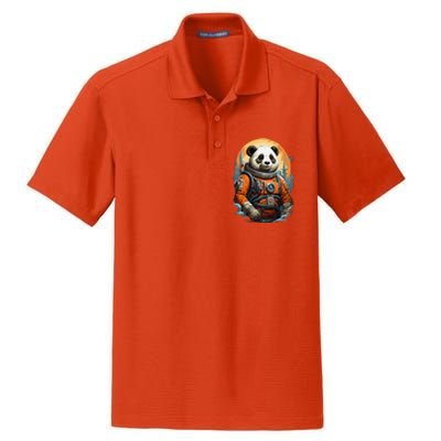 Astronaut Panda In Space Cute Dry Zone Grid Polo