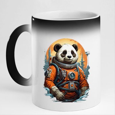 Astronaut Panda In Space Cute 11oz Black Color Changing Mug