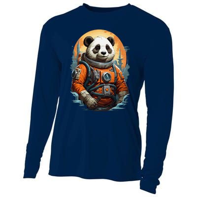 Astronaut Panda In Space Cute Cooling Performance Long Sleeve Crew