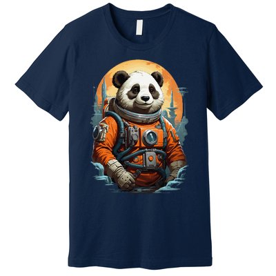 Astronaut Panda In Space Cute Premium T-Shirt