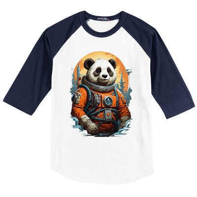 Astronaut Panda In Space Cute Baseball Sleeve Shirt