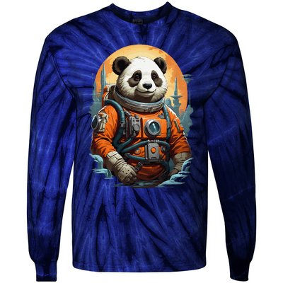 Astronaut Panda In Space Cute Tie-Dye Long Sleeve Shirt