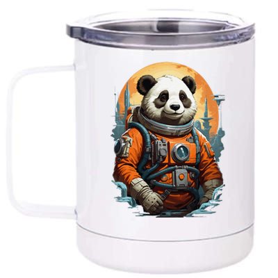 Astronaut Panda In Space Cute 12 oz Stainless Steel Tumbler Cup