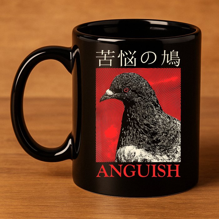 Anguish Pigeon Japanese 11oz C Handle Ceramic Mug