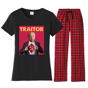 Anti President Joe Biden Biden Is A Communist Traitor Joe Biden Not My Communist Women's Flannel Pajama Set